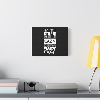 Inspirational Canvas Wall Art - 'I'm Not Stupid, I'm Just Too Lazy To Show How Smart I Am'