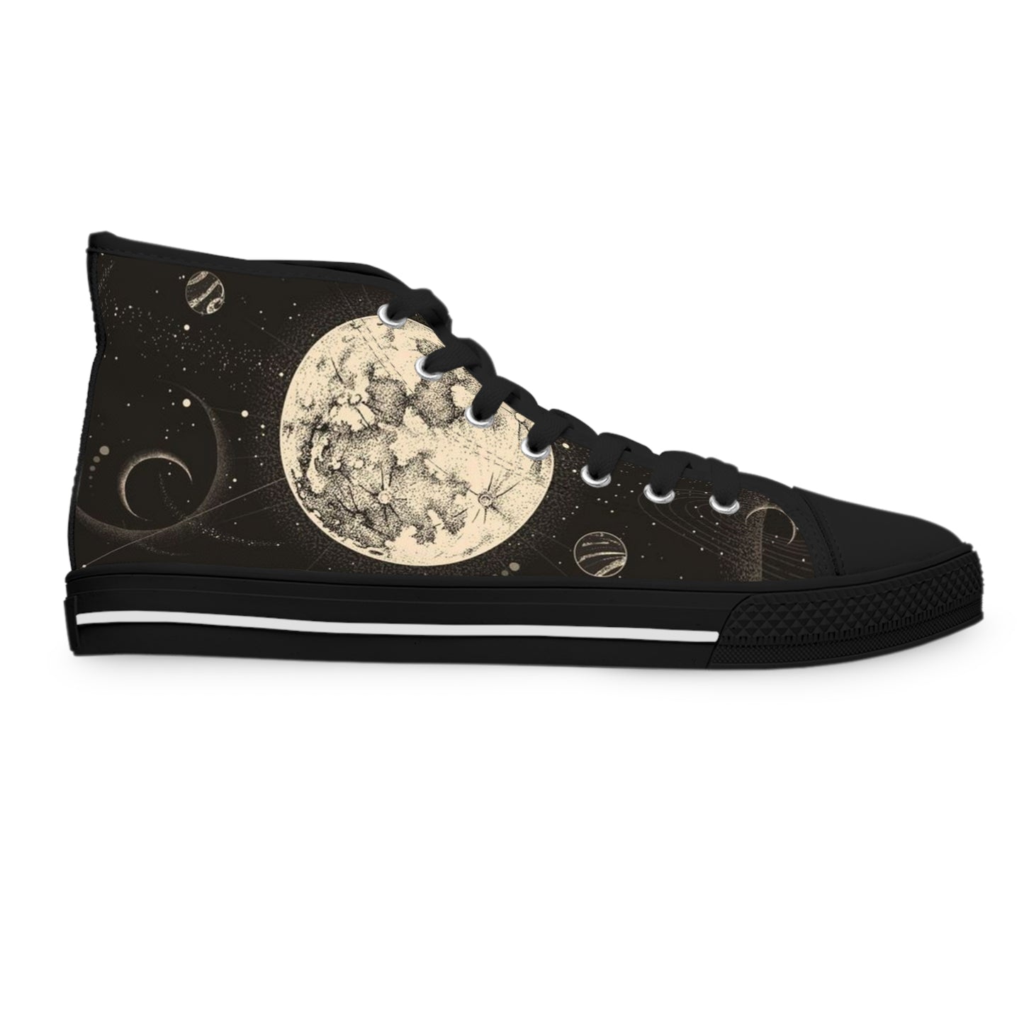 Celestial High Top Sneakers for Women - Unique Moon Design