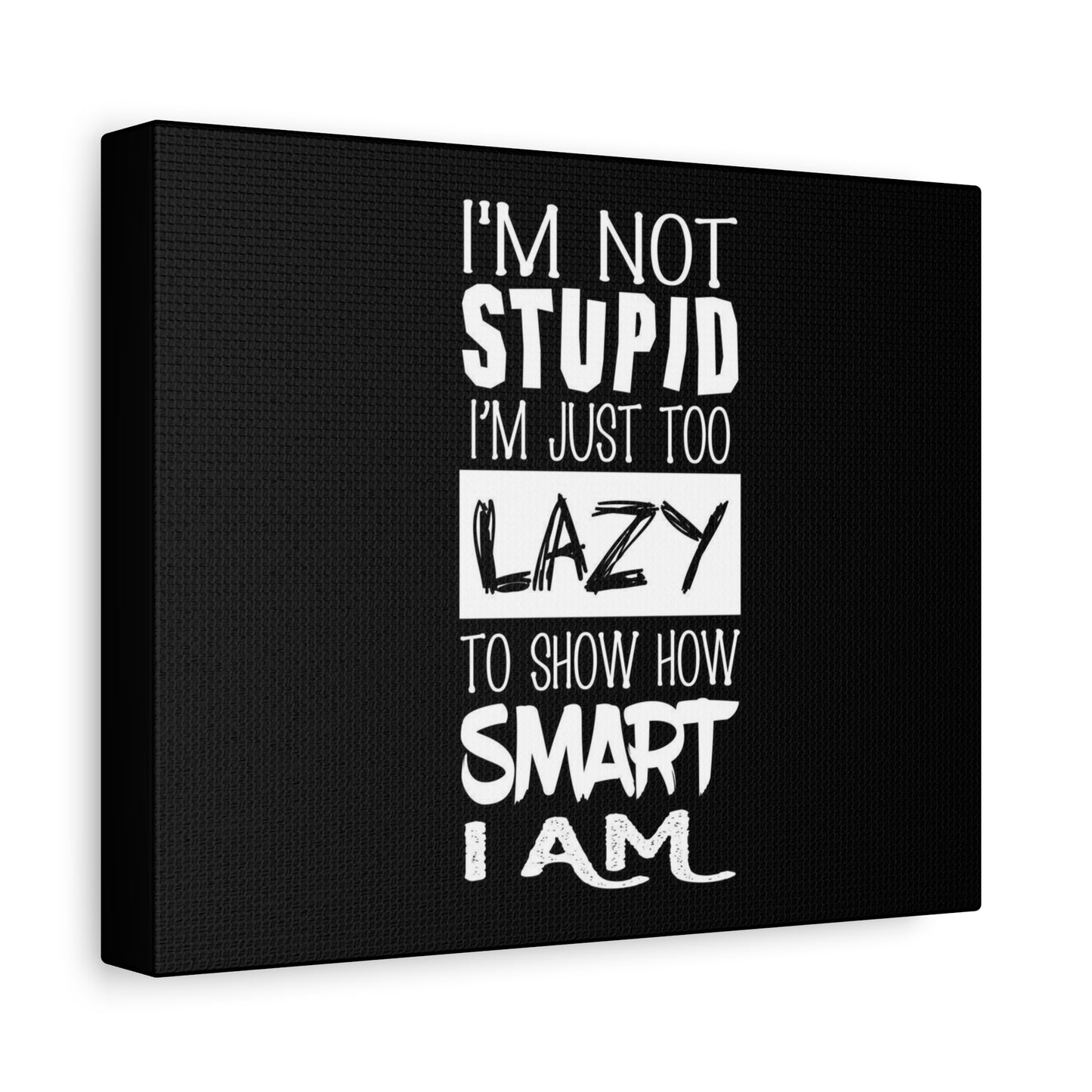 Inspirational Canvas Wall Art - 'I'm Not Stupid, I'm Just Too Lazy To Show How Smart I Am'