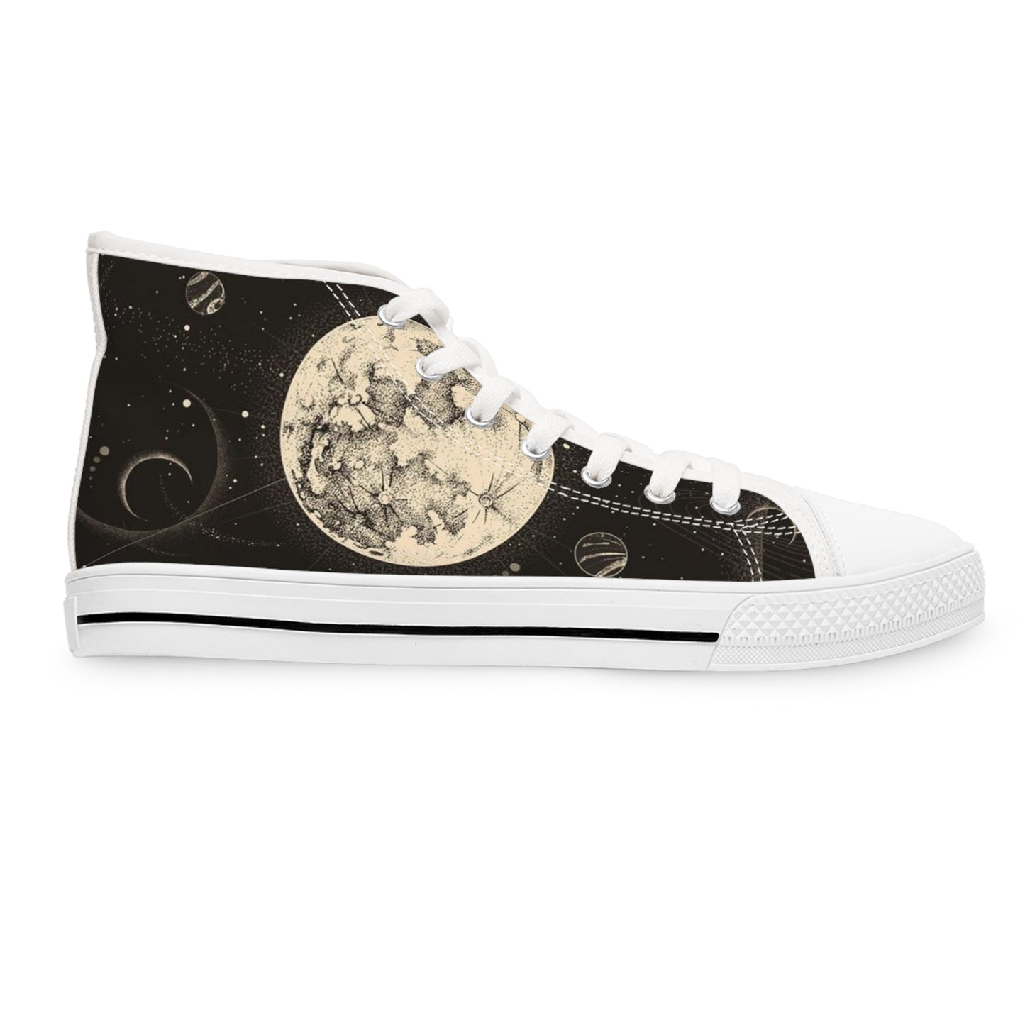 Celestial High Top Sneakers for Women - Unique Moon Design