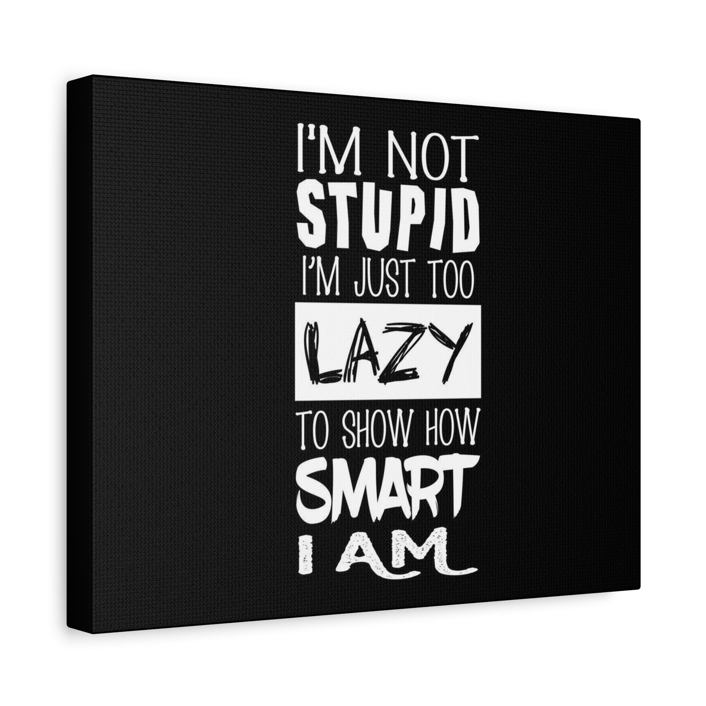 Inspirational Canvas Wall Art - 'I'm Not Stupid, I'm Just Too Lazy To Show How Smart I Am'