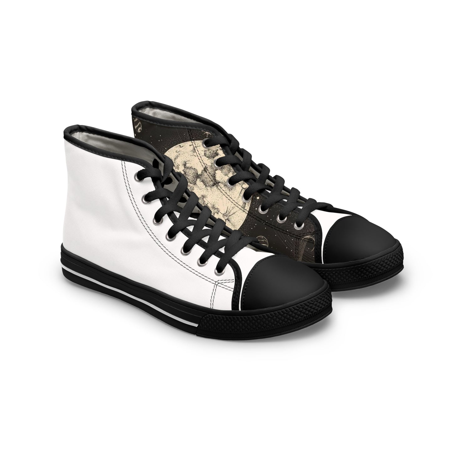 Celestial High Top Sneakers for Women - Unique Moon Design